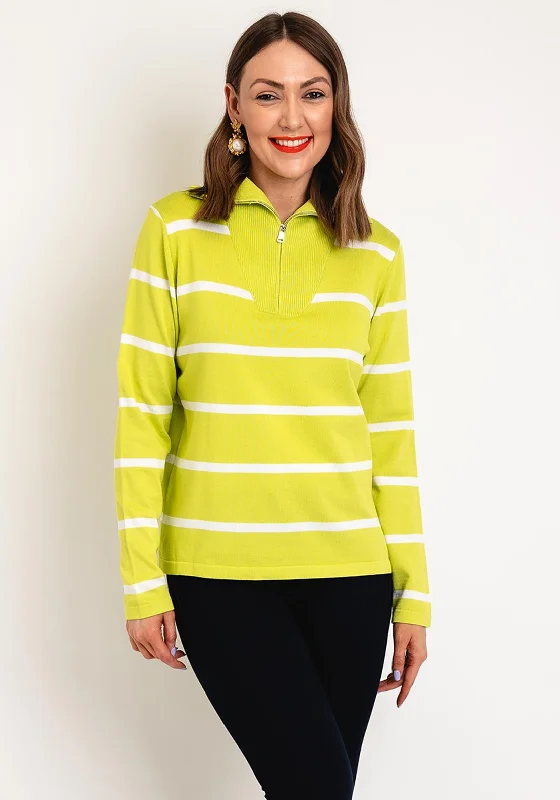 Price Drop Alert!Serafina Collection One Size Half Zip Striped Sweater, Lime