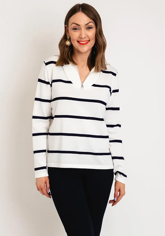 One Day Only – Huge Savings!Serafina Collection One Size Half Zip Striped Sweater, White One Day Only – Huge Savings!Serafina Collection One Size Half Zip Striped Sweater, White