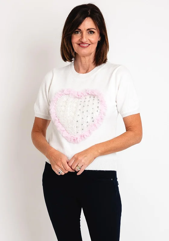 Sale Alert – Get Ready to Shop!Serafina Collection One Size Tulle Heart Sweater, White Sale Alert – Get Ready to Shop!Serafina Collection One Size Tulle Heart Sweater, White