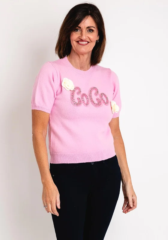 Incredible Savings Inside!Serafina Collection One Size Beaded Text Sweater, Rose