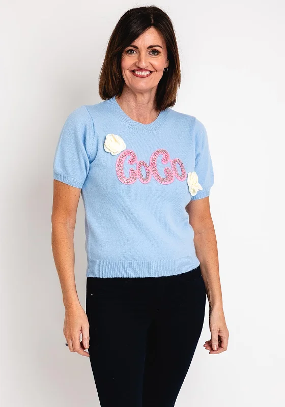 Huge Price Cuts Await!Serafina Collection One Size Beaded Text Sweater, Sky Blue