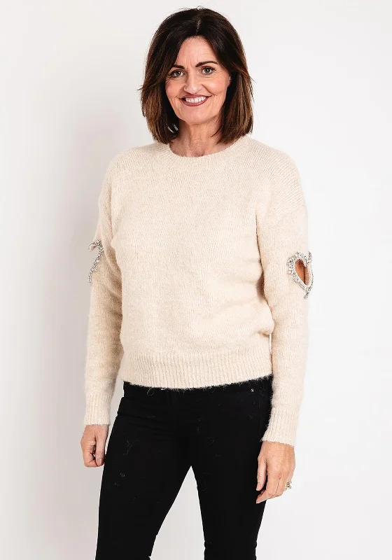 Your Shopping Wish, Our Discount Command!Serafina Collection One Size Heart Cut-Out Sweater, Beige Your Shopping Wish, Our Discount Command!Serafina Collection One Size Heart Cut-Out Sweater, Beige