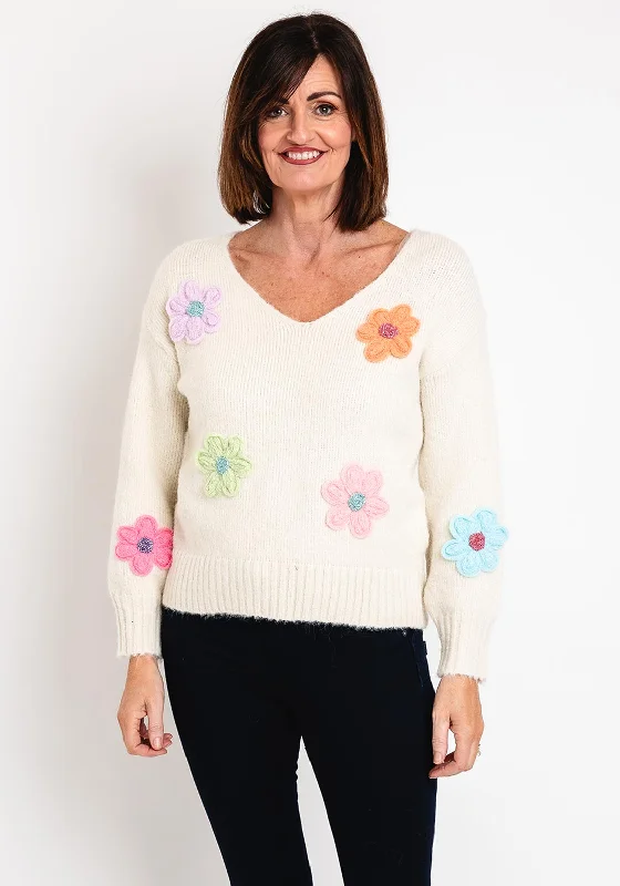 Your Best Deals Are Here!Serafina Collection One Size Knitted Flower Applique Sweater, Beige Your Best Deals Are Here!Serafina Collection One Size Knitted Flower Applique Sweater, Beige
