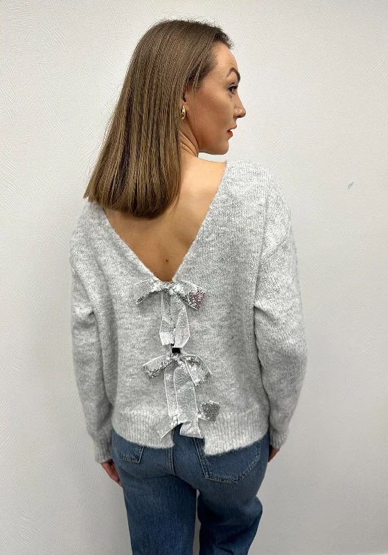 New Discounts Just Dropped!Serafina Collection One Size Sequin Bow Tie Cardigan, Grey New Discounts Just Dropped!Serafina Collection One Size Sequin Bow Tie Cardigan, Grey