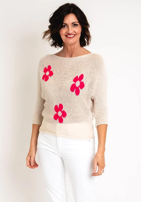 Biggest Sale of the Season!Serafina Collection One Size Daisy Print Jumper, Beige