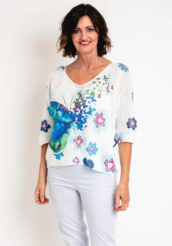 Unbeatable Prices!Serafina Collection One Size Butterfly Print Jumper, White