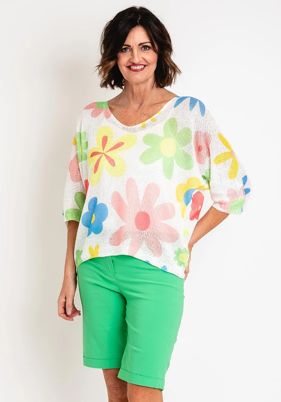 Hurry! While Supplies Last!Serafina Collection One Size Flower Print Jumper, White Hurry! While Supplies Last!Serafina Collection One Size Flower Print Jumper, White