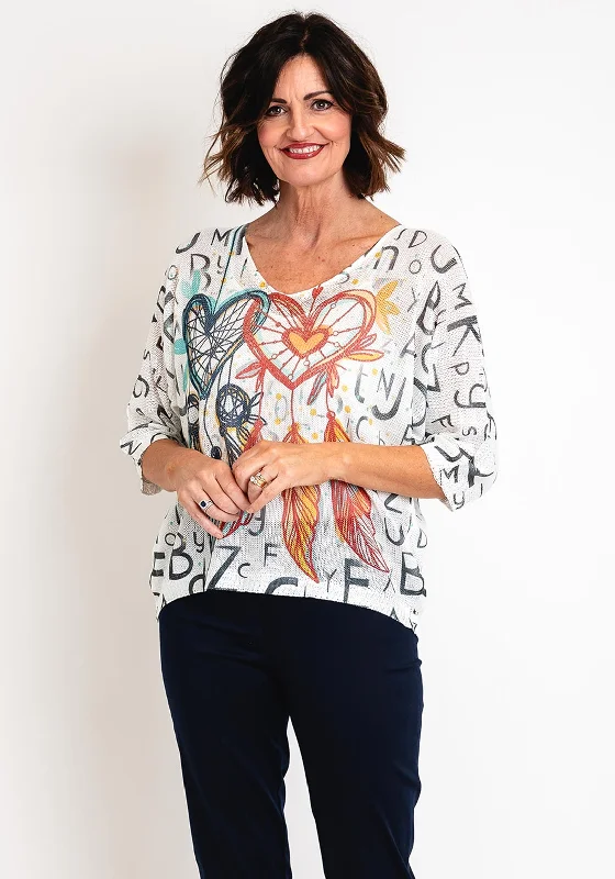 Don't Miss Out!Serafina Collection One Size Heart Print Jumper, White