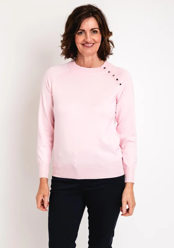 Limited-Time Price Drop!Micha Button Shoulder Sweater, Pink