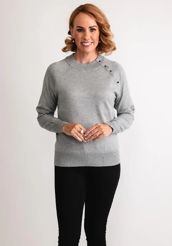 Your Dream Deal is Here!Micha Stud Detail Round Neck Jumper, Grey