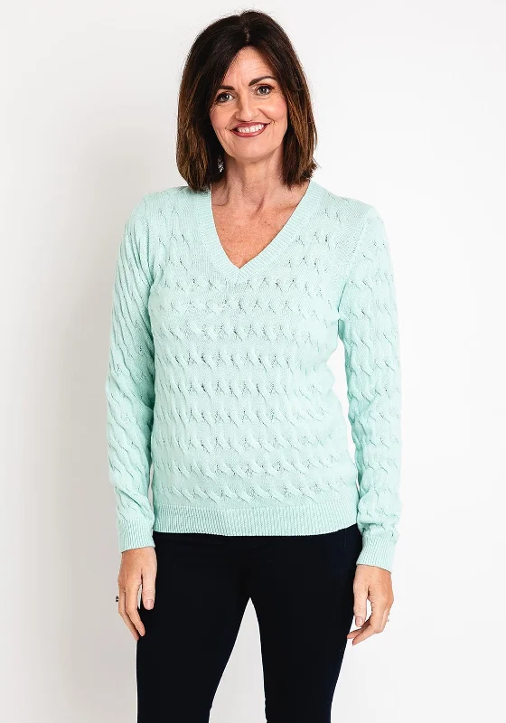 Limited Deals, Unlimited Savings!Micha V-Neck Cable Knit Sweater, Mint