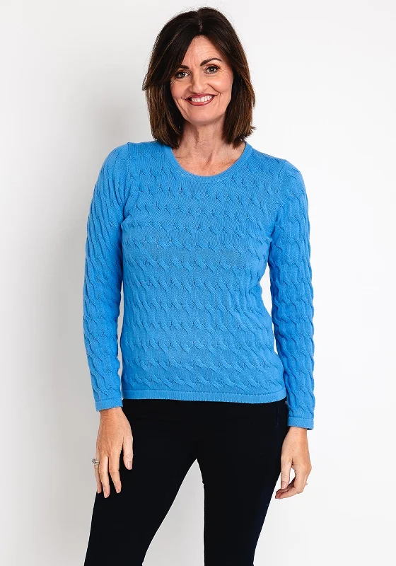 Don’t Wait – Shop Today!Micha Round Neck Cable Knit Sweater, Blue