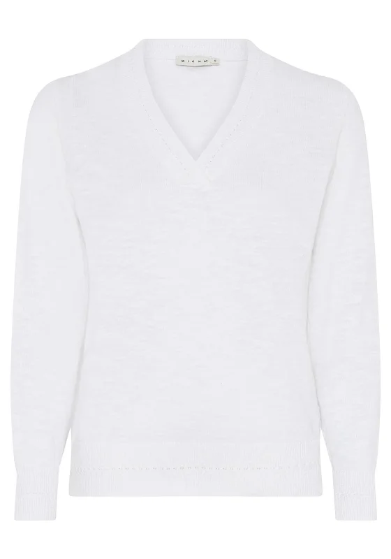 Great Deals, Just for You!Micha Linen Blend V Neck Jumper, White