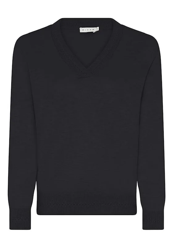 Hot Deals You Can’t Resist!Micha Linen Blend V Neck Jumper, Black