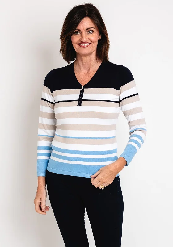 Get Ready to Save!Micha Half Zip Striped Sweater, Multi