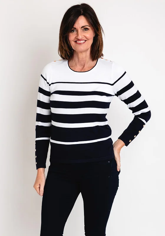 Find Your Perfect Deal Today!Micha Button Detail Striped Sweater, Navy & White