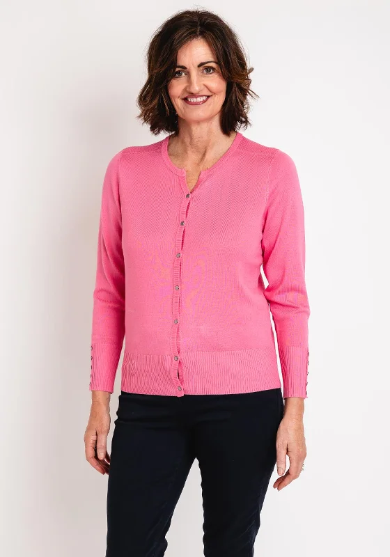 Massive Price Cuts!Micha Round Neck Fine Cardigan, Pink