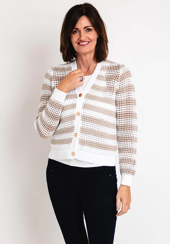 Unmissable Offers Await!Micha Ajour Striped Knitted Cardigan, Neutral