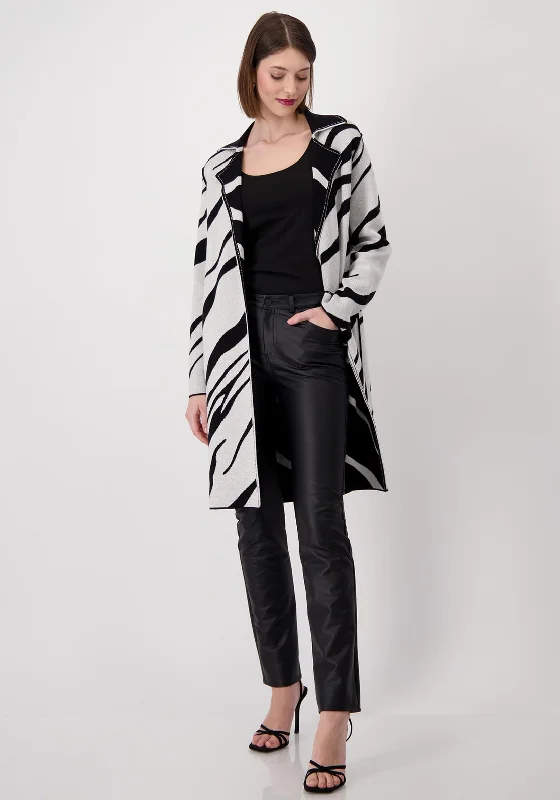 More Discounts, More Joy!Monari Reversible Tiger Print Long Cardigan, Black & Silver