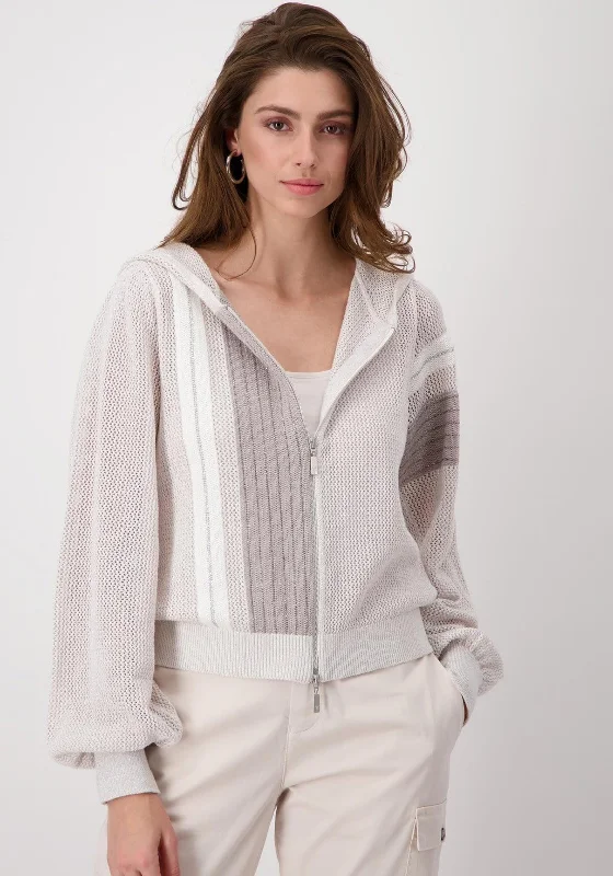 Get More for Less!Monari Colour Block Lurex Hooded Cardigan, Silver