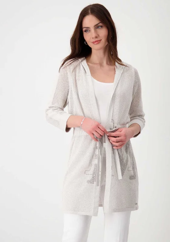 Your Favorite Sale is Back!Monari Rhinestone Hooded Lurex Knit Cardigan, Beige