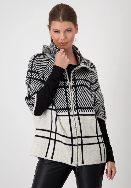Sale Alert – Get Ready to Shop!Monari Contrast Check Zip Cardigan, Black & Beige