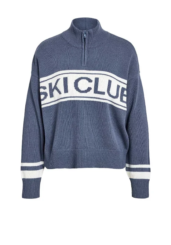 Stock Up and Save!Noisy May Tina Ski Club Half Zip Knit Jumper, Blue Horizon