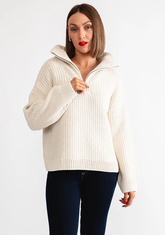 Don’t Wait – Shop Today!Object Tina Knit Half Zip Jumper, Cream