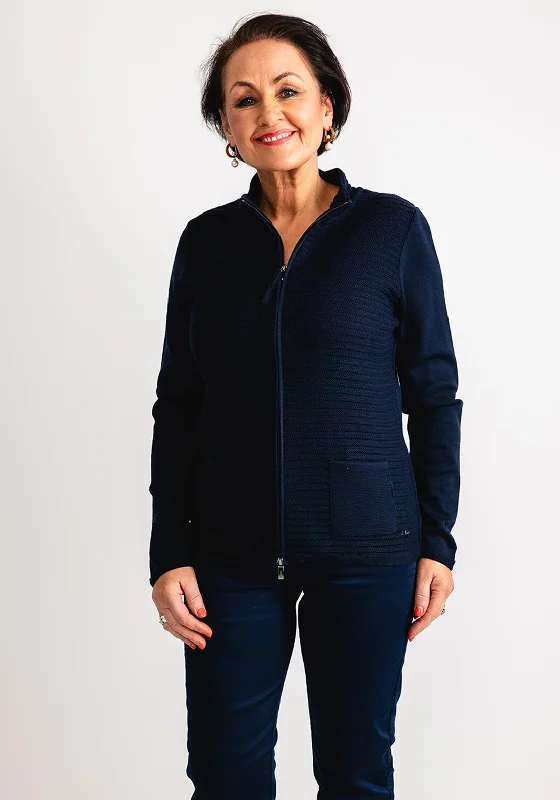 Your Shopping Spree Starts Here!Olsen Eva Zip Up Knitted Cardigan, Navy