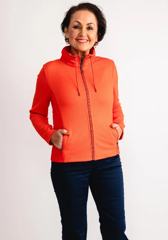 Best Deals Just for You!Olsen Mix Fabric Chevron Zip Jacket, Orange