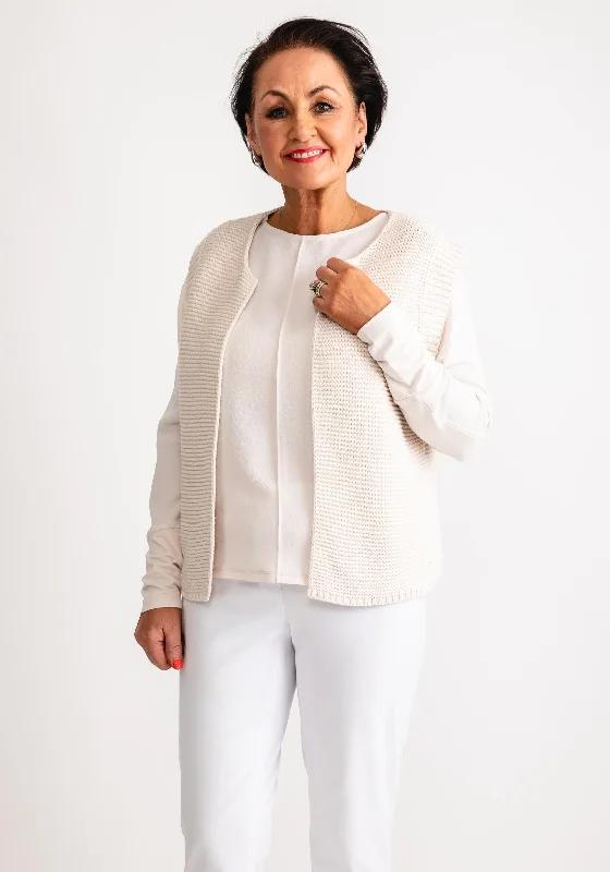 Your Chance to Save is Now!Olsen Henny Knitted Sleeveless Cardigan, Ecru