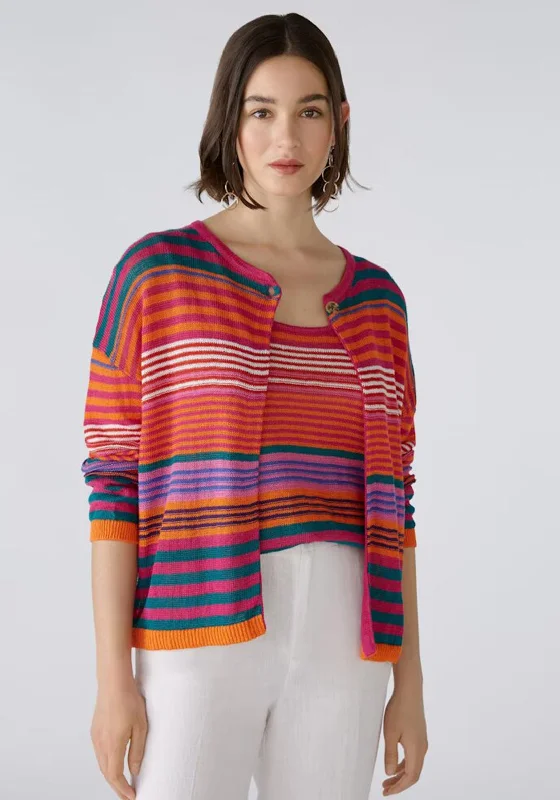 Get It Before It’s Gone!Oui Linen Striped Cardigan, Pink