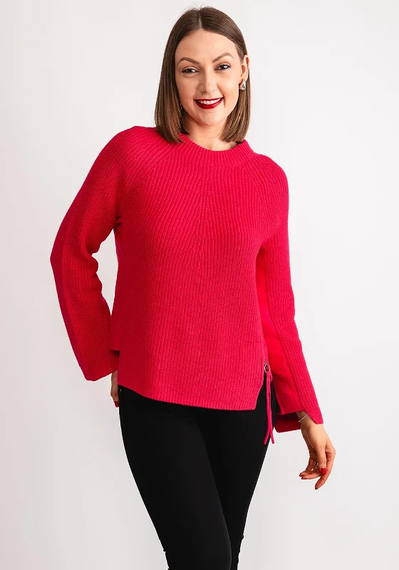 Price Drops You’ll Love!OUI Zip Up Side Detail Knitted Jumper, Jazzy Pink