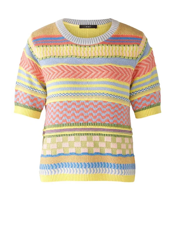 Shop Before It’s Gone!Oui Short Sleeve Striped Sweater, Multi