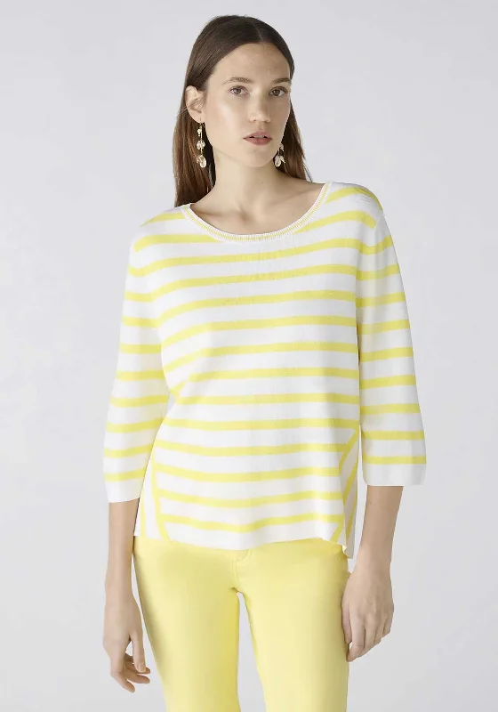 More Discounts, More Joy!Oui Lightweight Striped Sweater, Yellow & White