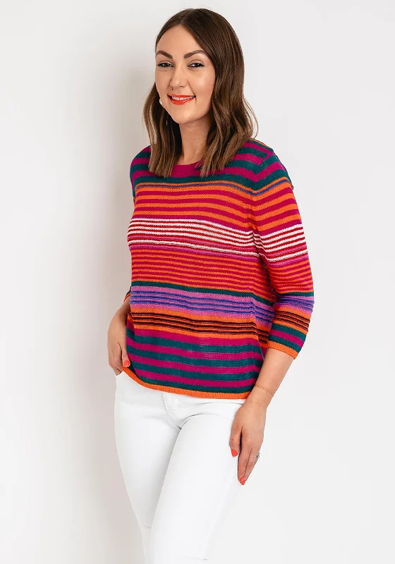 Snag the Best Prices Now!Oui Striped Liene Knit Jumper, Pink Multi