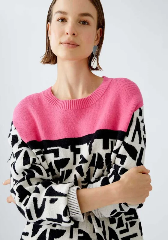 Act Fast – Limited Time Savings!Oui Geometric Colour Block Jumper, Pink Multi