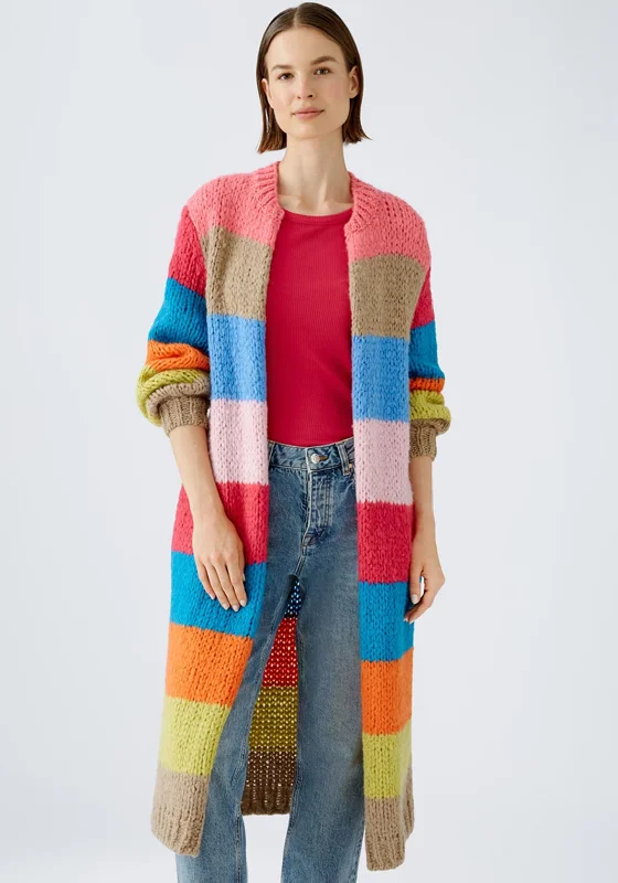 Seasonal Sale – Shop Now!Oui Rainbow Long Chunky Knit Cardigan, Multi