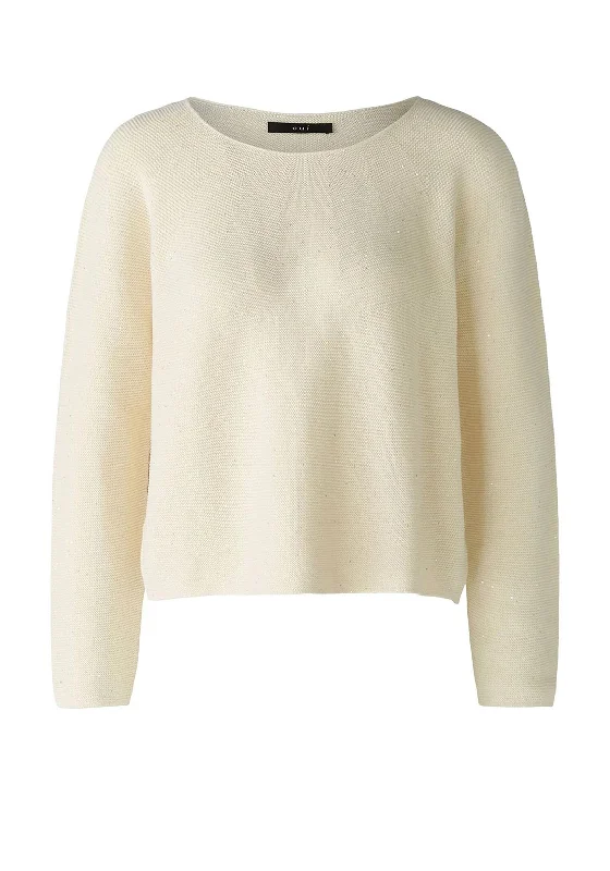The Best Sale of the Year!Oui Subtle Sequin Shimmer Knit Sweater, Eggnog