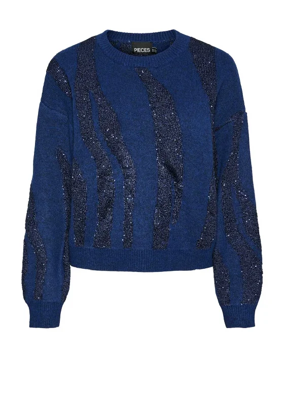 Only a Few Left – Order Now!Pieces Rada Sequin Knit Junper, Bellwether Blue