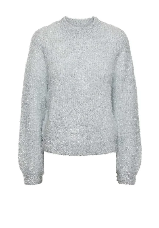 Upgrade for Less!Pieces Raga Lurex Knit Jumper, Silver