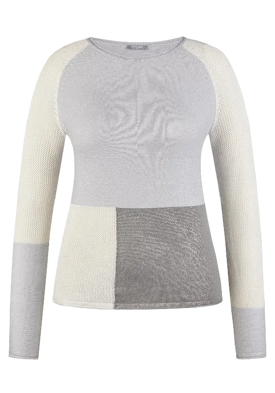 Hurry, Sale Ends Soon!Rabe Round Neck Glitter Detail Sweater, Gray