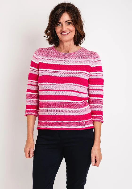 Upgrade for Less!Rabe Round Neck Stripe Knit Sweater, Pink