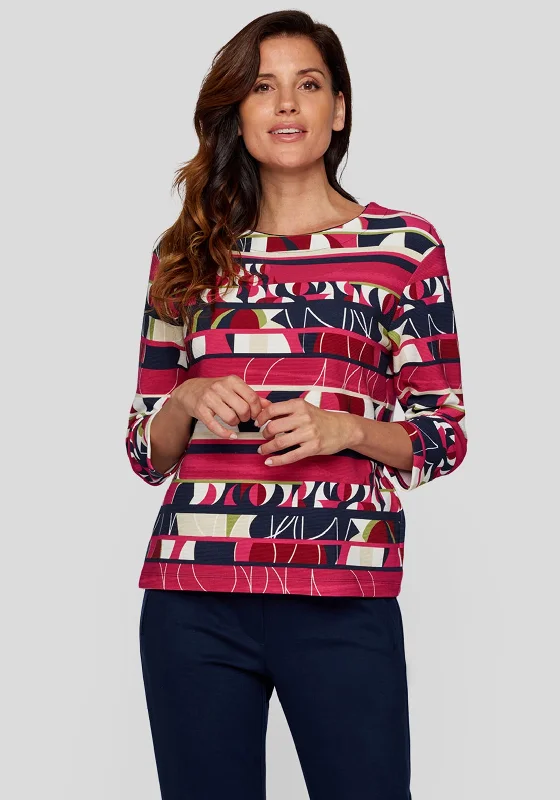 Limited Stock Available!Rabe Panel Abstract Print Sweater, Fuchsia Multi