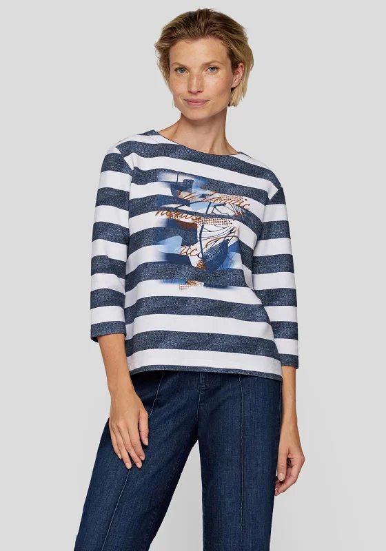 Everything Must Go!Rabe Striped Graphic Sweater, Navy Multi