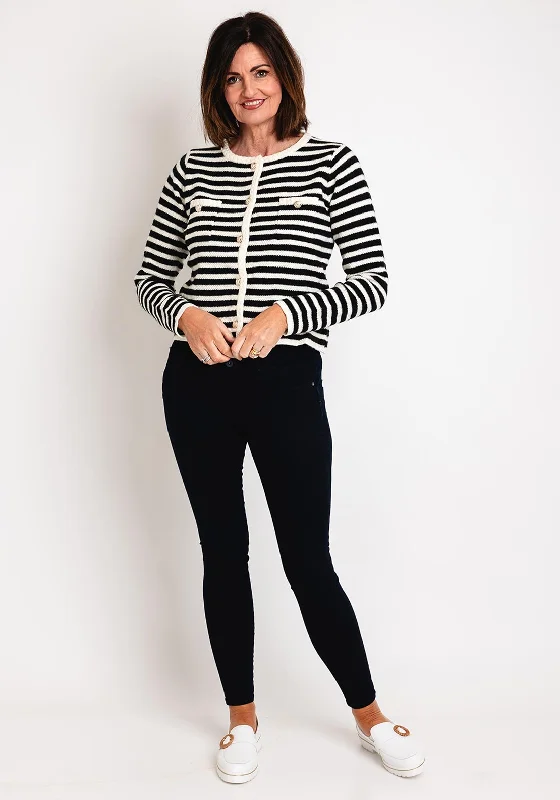 Bigger Savings, Better Shopping!Serafina Collection One Size Striped Cardigan, Black & Ecru Bigger Savings, Better Shopping!Serafina Collection One Size Striped Cardigan, Black & Ecru