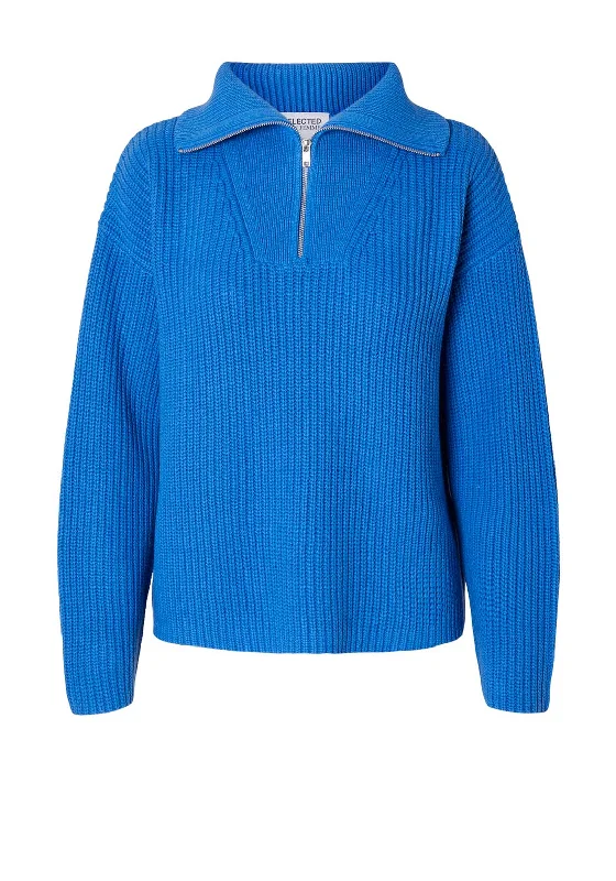 Enjoy Huge Discounts Now!Selected Femme Bloomie Half Zip Knit Jumper, Super Sonic