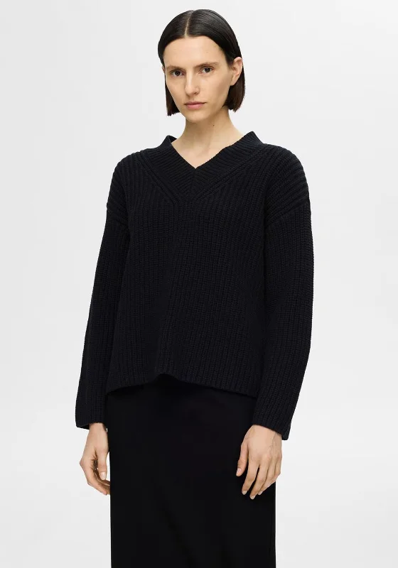 Great Deals, Just for You!Selected Femme Selma Cable Knit Jumper, Black