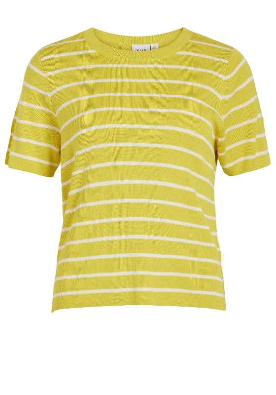 Hurry! While Supplies Last!Vila Fulina Round Neck Striped Sweater, Yellow
