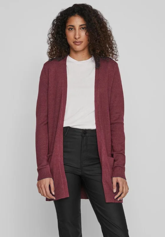 Your Wallet Will Thank You!Vila Ril Long Open Knit Cardigan, Cabernet